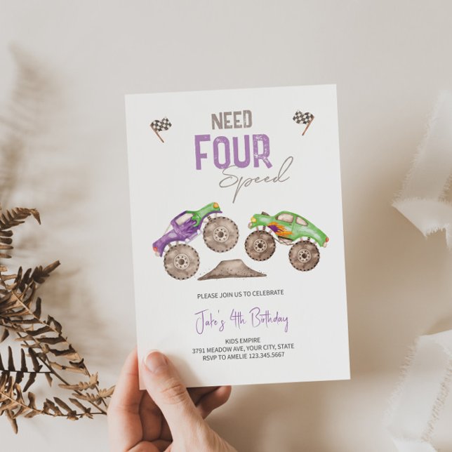 Monster Trucks Bash Convite De Aniversário Qualque (Criador carregado)