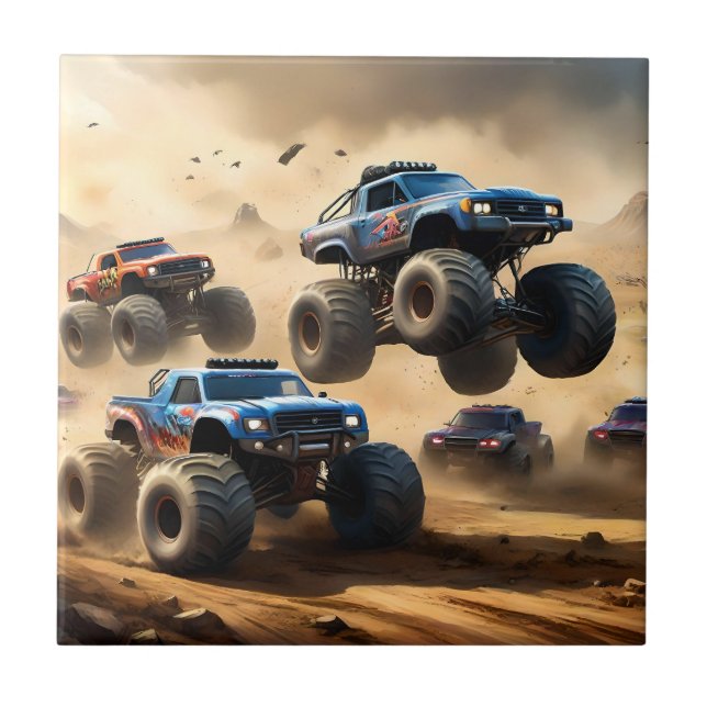 Monster Trucks Correndo No Deserto, (Frente)