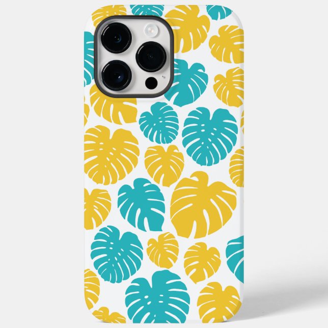 Monstera deixa em turquesa, amarelo e branco (Verso)