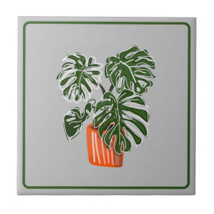 Monstera Leaf Plant Cerâmica Title Azulejo Cerâmic