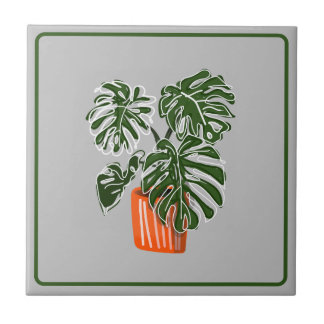 Monstera Leaf Plant Cerâmica Title Azulejo Cerâmic