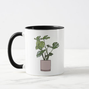 Monstera numa caneca cor-de-rosa Pote