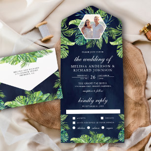 Monstera Palm Tropical Deixa Marinho Casamento Fot