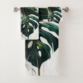 Monstera tropical deixa toalha de banho padrão