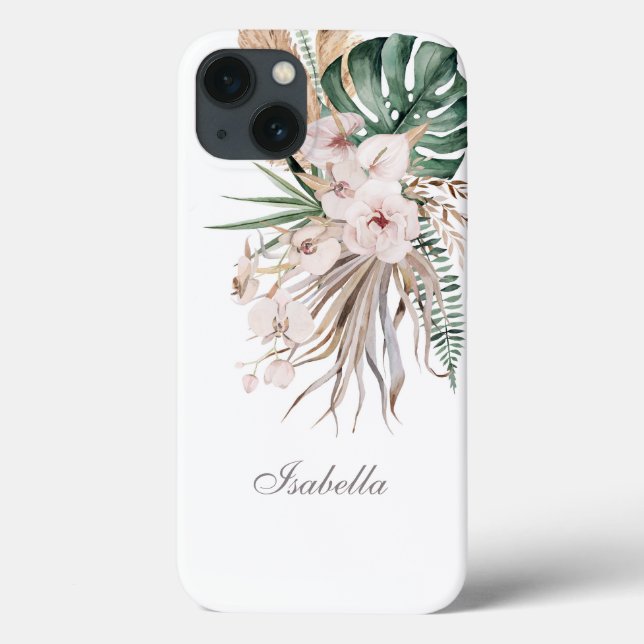Monstera Tropical e Orchid Nome Personalizado (Verso)