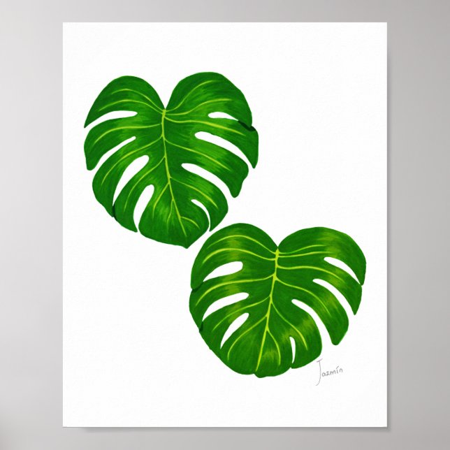 Monstera tropical verde deixa Impressão de arte (Frente)