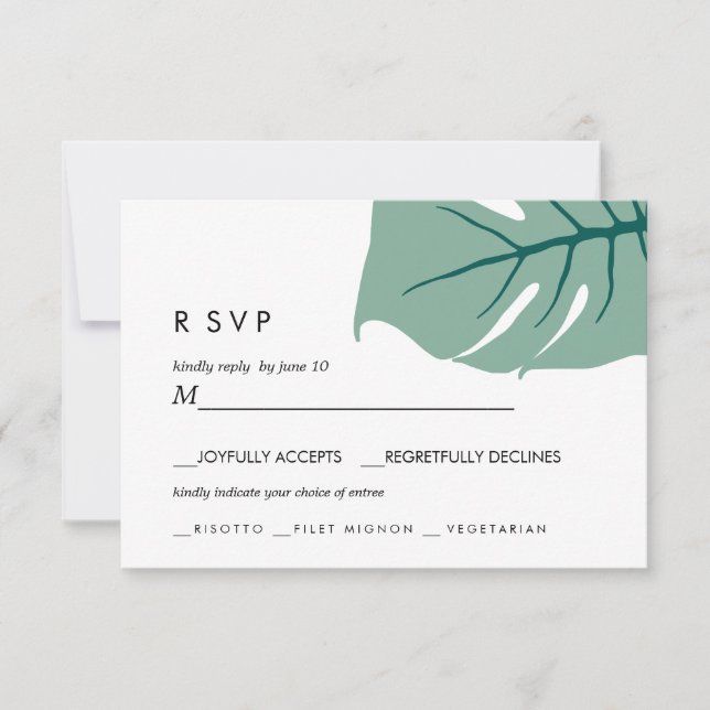 Monstera | Verde |  Escolha de refeição para RSVP  (Frente)