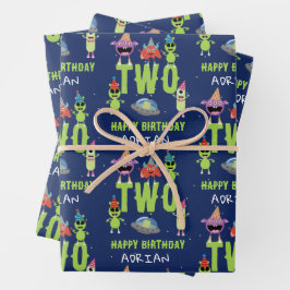 Monstro Alien Cute Espaço Nome Idade Aniversário C