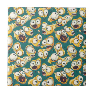 Monstro Amarelo Louco Teal Halloween
