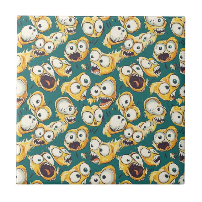Monstro Amarelo Louco Teal Halloween (Frente)