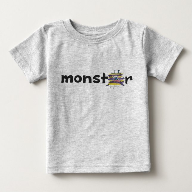 Monstro de Cartoon Roxo Amarelo N.o 39 Camisa De B (Frente)