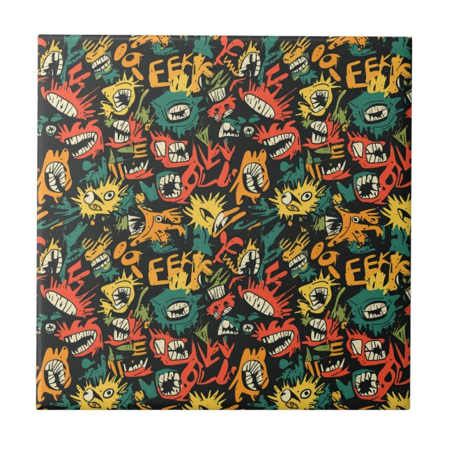 Monstro de Grafite Eek Preto Halloween (Frente)