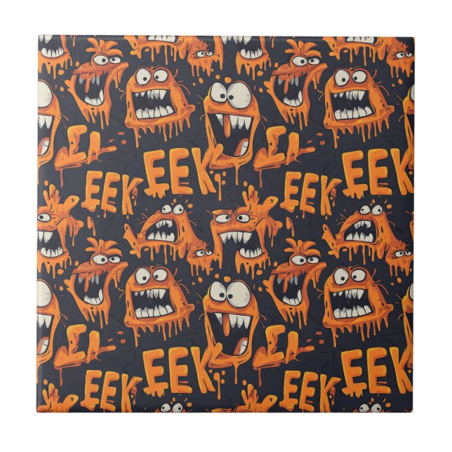 Monstro de Grafite Eek Preto Halloween (2) (Frente)