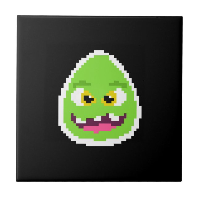 Monstro de ovo pixelado fofo (Frente)