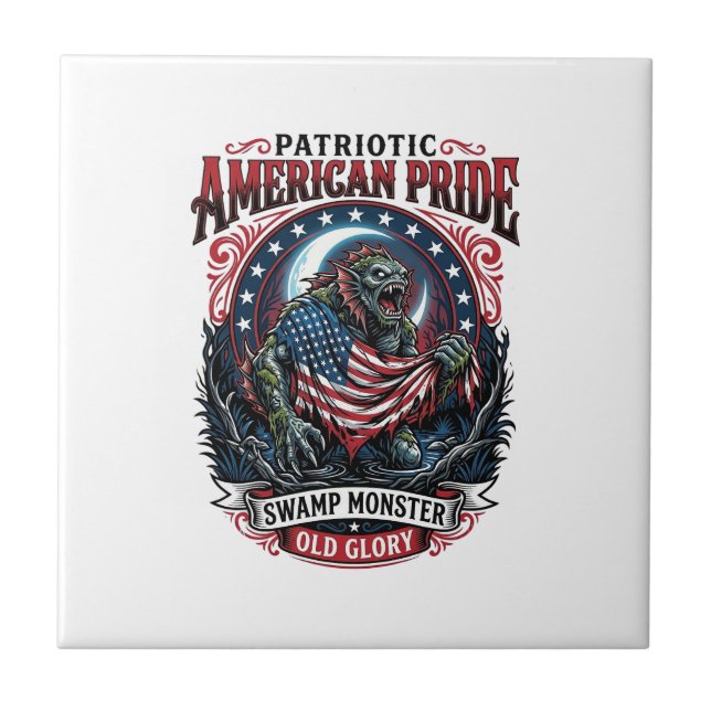 Monstro do Pântano Patriótico Horror Old Glory P (Frente)