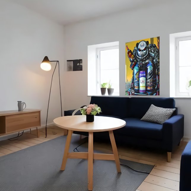 Monstro do robô Soda na cidade | AI Art Poster (Criador carregado)