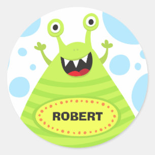 Monstro engraçado etiqueta de nome personalizada