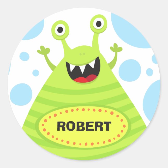 Monstro engraçado personalizou etiquetas de nome p (Frente)