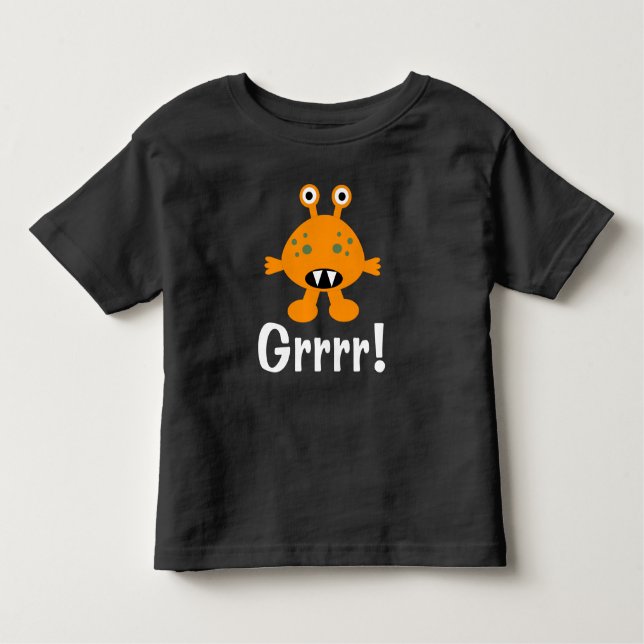 Monstro Laranja - Camiseta de Jersey Fina para Cri (Frente)
