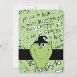 Monstro Verde do Convite para Festa de Halloween