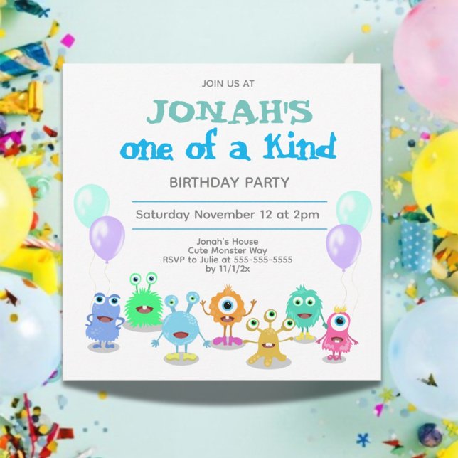 Monstros Bonitos, Um Convite De Aniversário Gentil (Cute Little Monsters Photo Birthday Party Invitation)