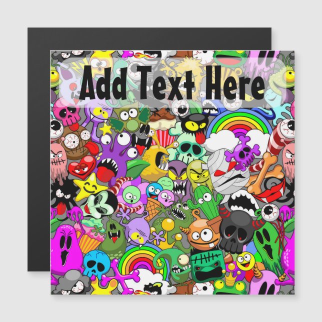 Monstros - Caracteres Bonitos Padrão de Halloween (Frente/Verso)