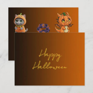 Monstros Cute Feliz Halloween Cartão Postal
