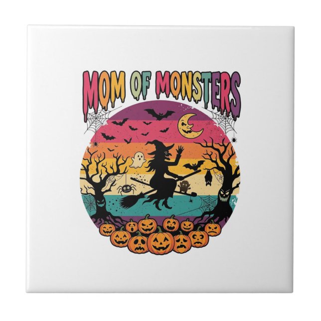 Monstros Mãe Halloween Bruxa Abóboras Morcegos_1 (Frente)