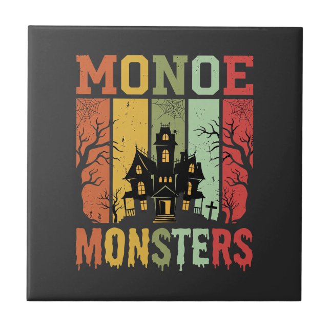 Mônstros Retrô de Casa Assombrada de Halloween (Frente)