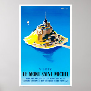 Mont Santo Michel França viagens vintage Poster