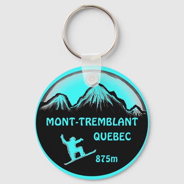 Mont Tremblant, chaveiro de arte teal do Quebec (Frente)