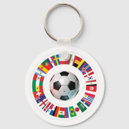 Montado em um chaveiro colorido com tema de Copa d