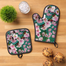 Montagem do telhado de Cherry Blossom Oven Mitt e 