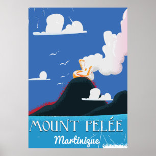 Montagem Pelée, poster das viagens vintage de