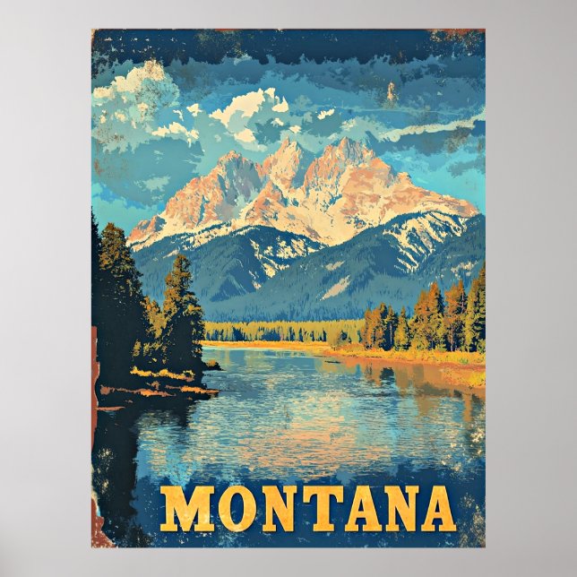 Montana Vintage Travel Poster (Frente)