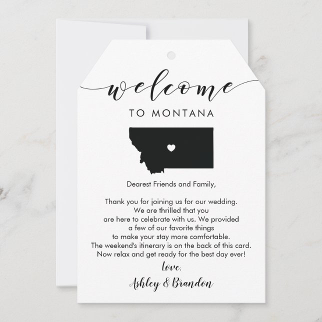 Montana Wedding Tag Letter Itinerary (Frente)