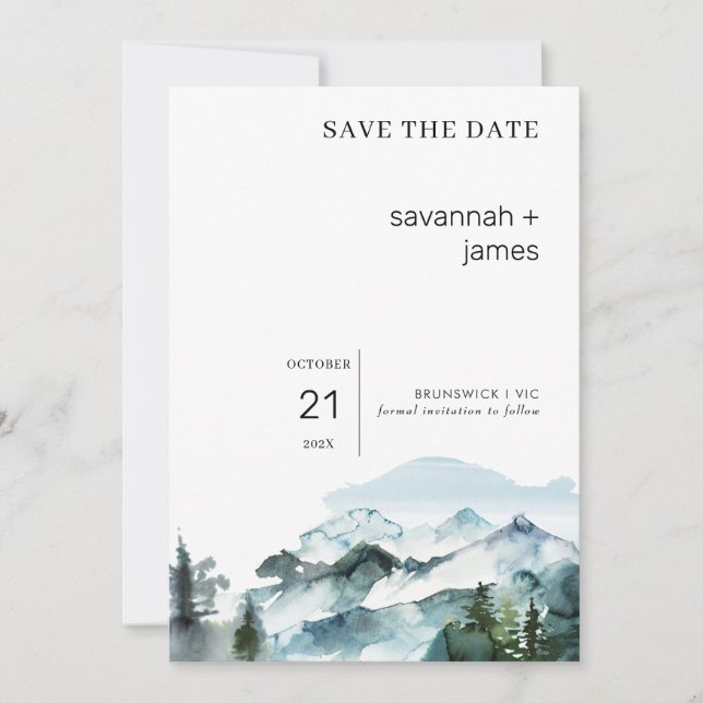 Montanha Cena Casada Salve O Cartão De Data (Frente)