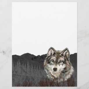 Montanha com a região selvagem do animal do lobo