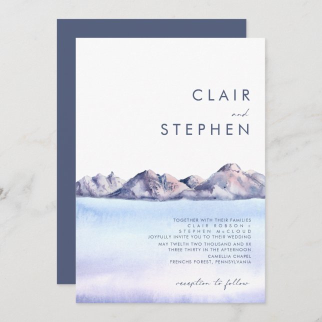 Montanha De Inverno Em Um Convite De Casamento (Frente/Verso)
