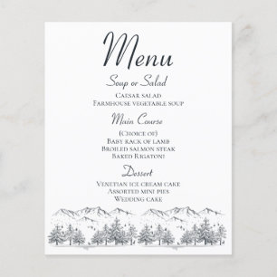 Montanha Menu Rustic Weding Country Winter
