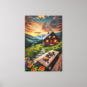 Montanha - Sunset Cabine Serenity Canvas Print