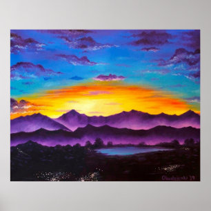 Montanhas "Arizona Sunset", Poster de Arte Cênica,