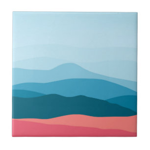 Montanhas Azuis Rosadas Pastel Abstratas Modernas
