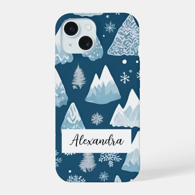 Montanhas Cobiertas de Neve com Flocos de Neve de  (Verso)