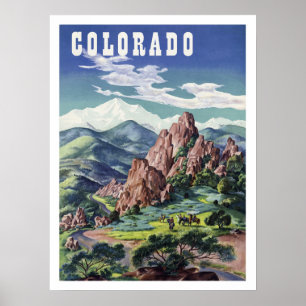 Montanhas de Colorado, poster das viagens vintage