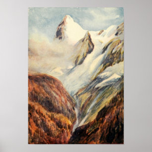 Montanhas de Eiger do vintage no poster dos cumes