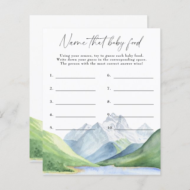 Montanhas - Diga o nome do jogo de comida (Frente/Verso)