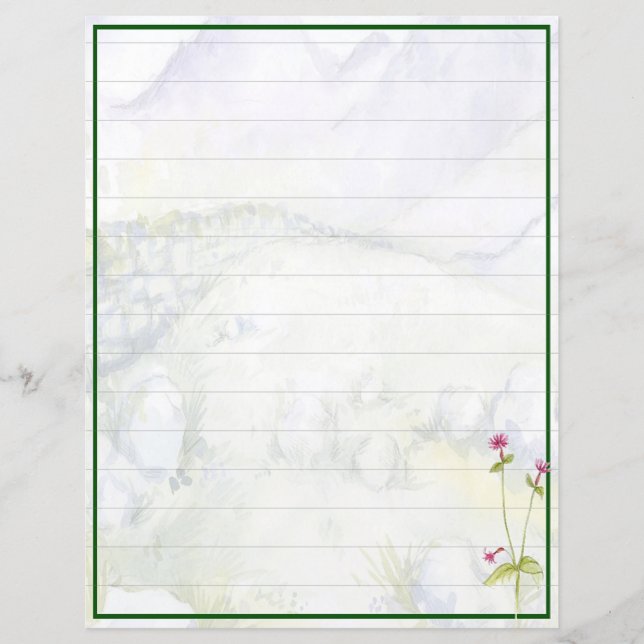 Montanhas e flores em aquarela (Frente)