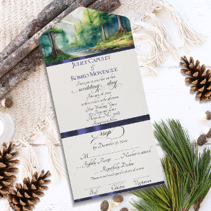 Montanhas em Aquarela & Casamento com Fita Azul