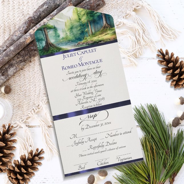 Montanhas em Aquarela & Casamento com Fita Azul (Criador carregado)